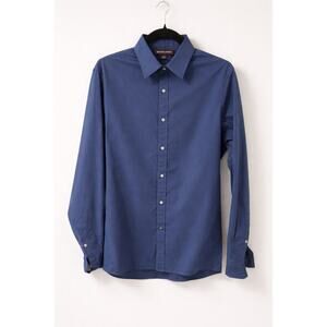 Michael Kors Men’s Navy Blue Button-Up Shirt Size M Classic Long Sleeve Shirt